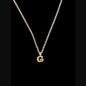 925 Sterling Silver Yellow Gold Vermeil Dainty Initial G Pendant Necklace 16"